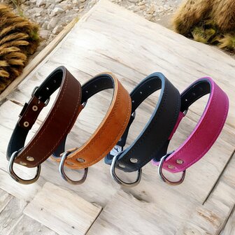 Leder halsband 3cm breed