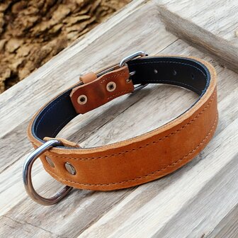 Leder halsband 3cm breed