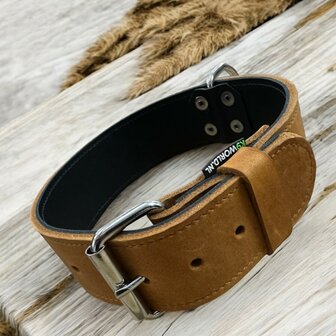 Leder halsband 5cm breed