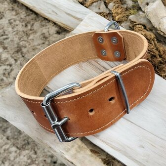 Harness leather collar 1.96 inch wide