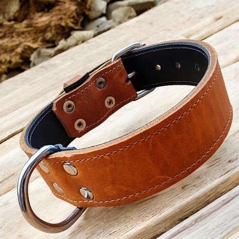 Leder halsband 4cm breed