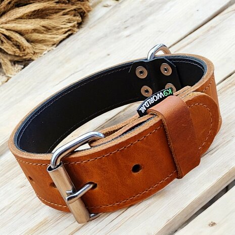 Leder halsband 4cm breed