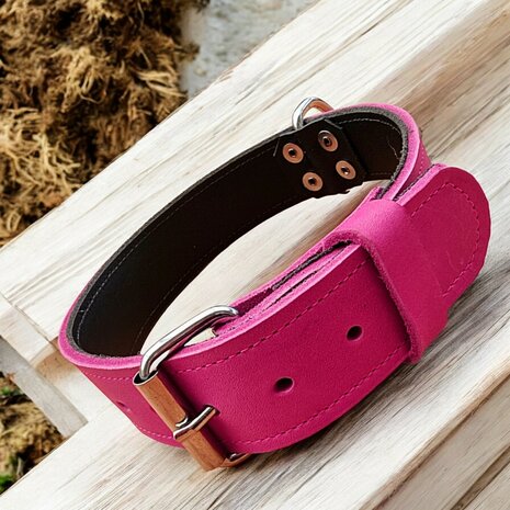 Leder halsband 4cm breed