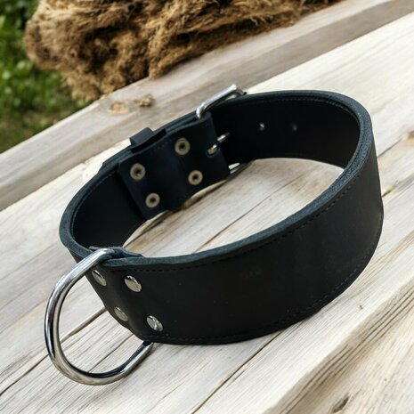 Leder halsband 5cm breed