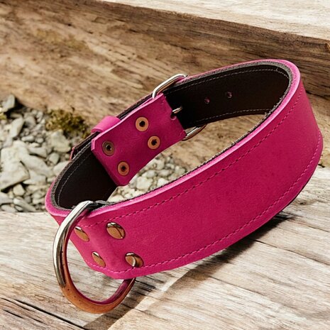 Roze dubbel halsband 4cm breed